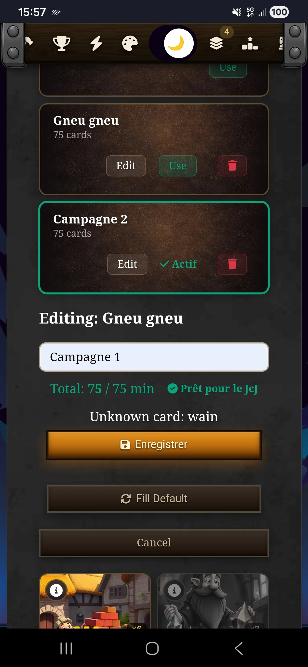 Screenshot for Wain card