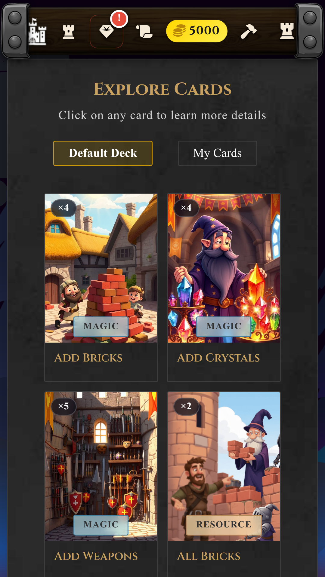 Deck builder on phone